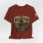 Beaver Taxidermy T‑Shirt — "Buck's Beaver Taxidermy: you duffern I'll stuff 'em" Rustic Hunting Tee