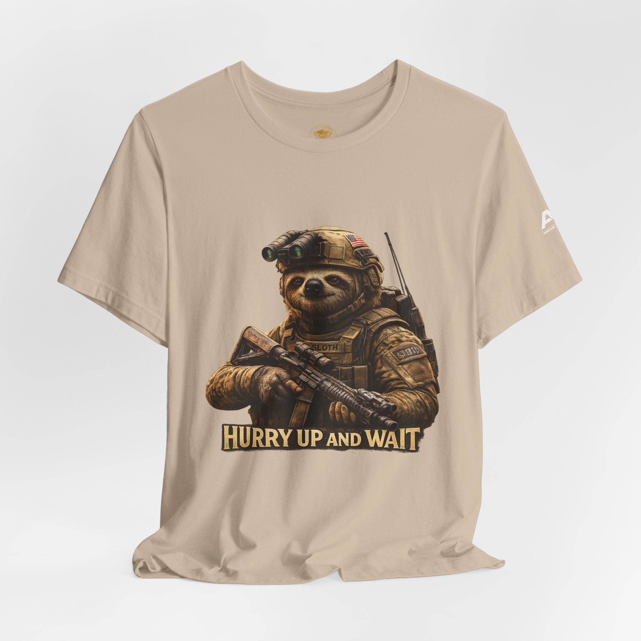 T-Shirt — 'Hurry Up and Wait' Military Sloth Graphic Tee
