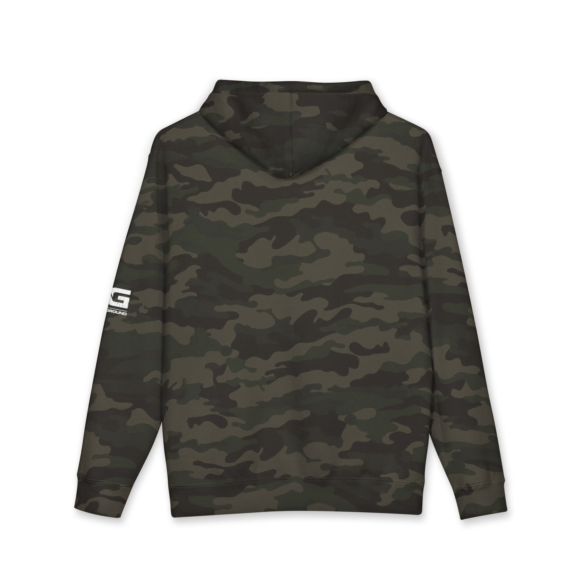 Built Not By Hate Camo Hoodie — Skull & Barbell Fitness Pullover