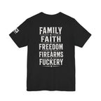 Liberty 1776 Tee - "Family Faith Freedom Firearms" Patriotic T-Shirt