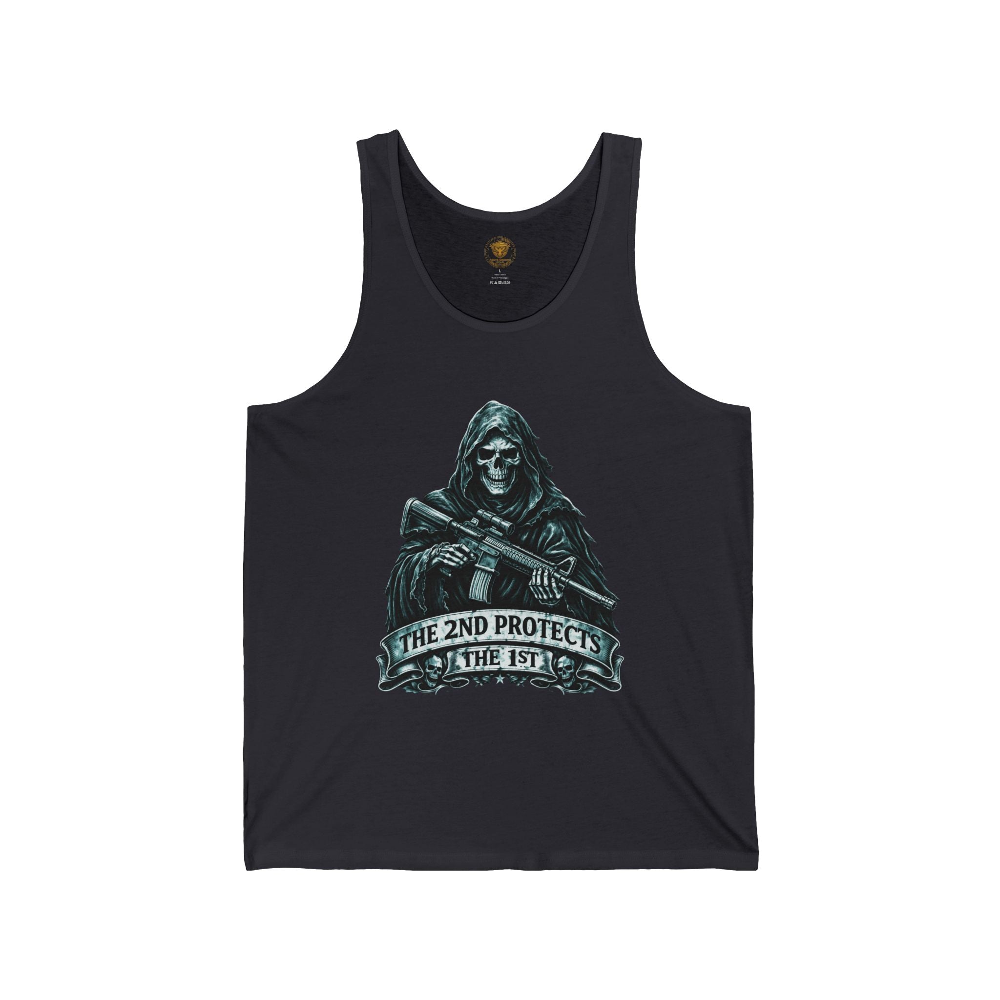 2nd Protects 1st Tank Top — Tactical Skeleton Rifle Graphic Tank