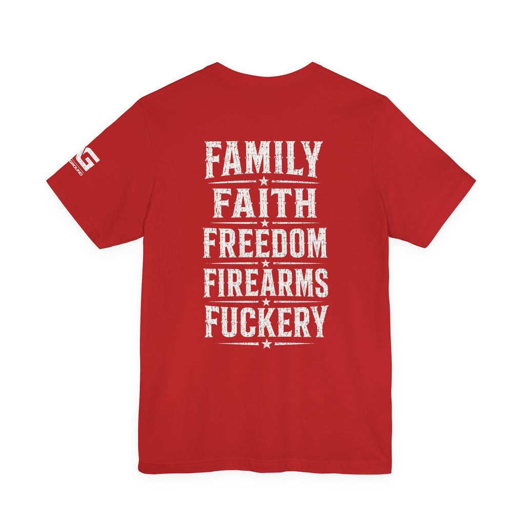 Liberty 1776 Tee - "Family Faith Freedom Firearms" Patriotic T-Shirt