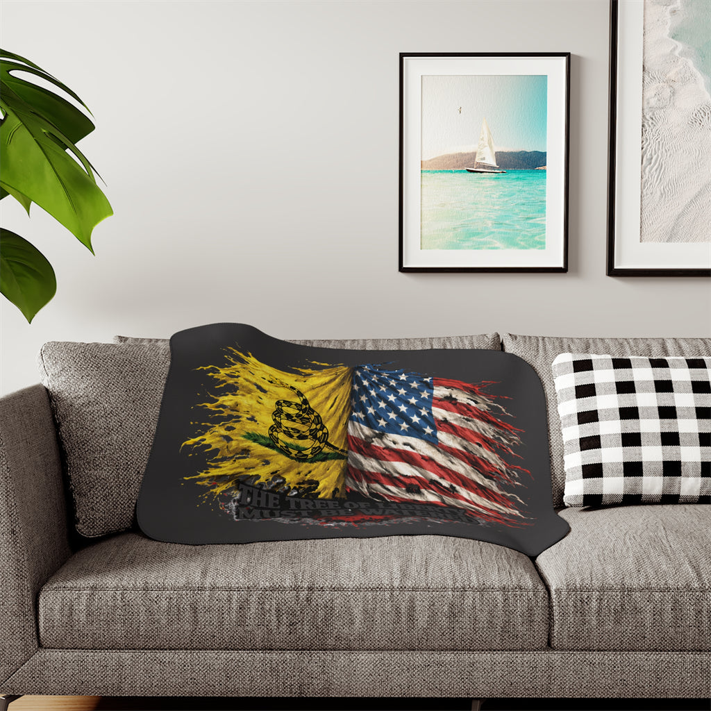 Sherpa Blanket —  "The Tree of Liberty Must Be Watered" Patriotic Throw