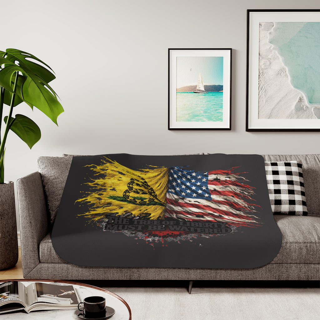 Sherpa Blanket —  "The Tree of Liberty Must Be Watered" Patriotic Throw