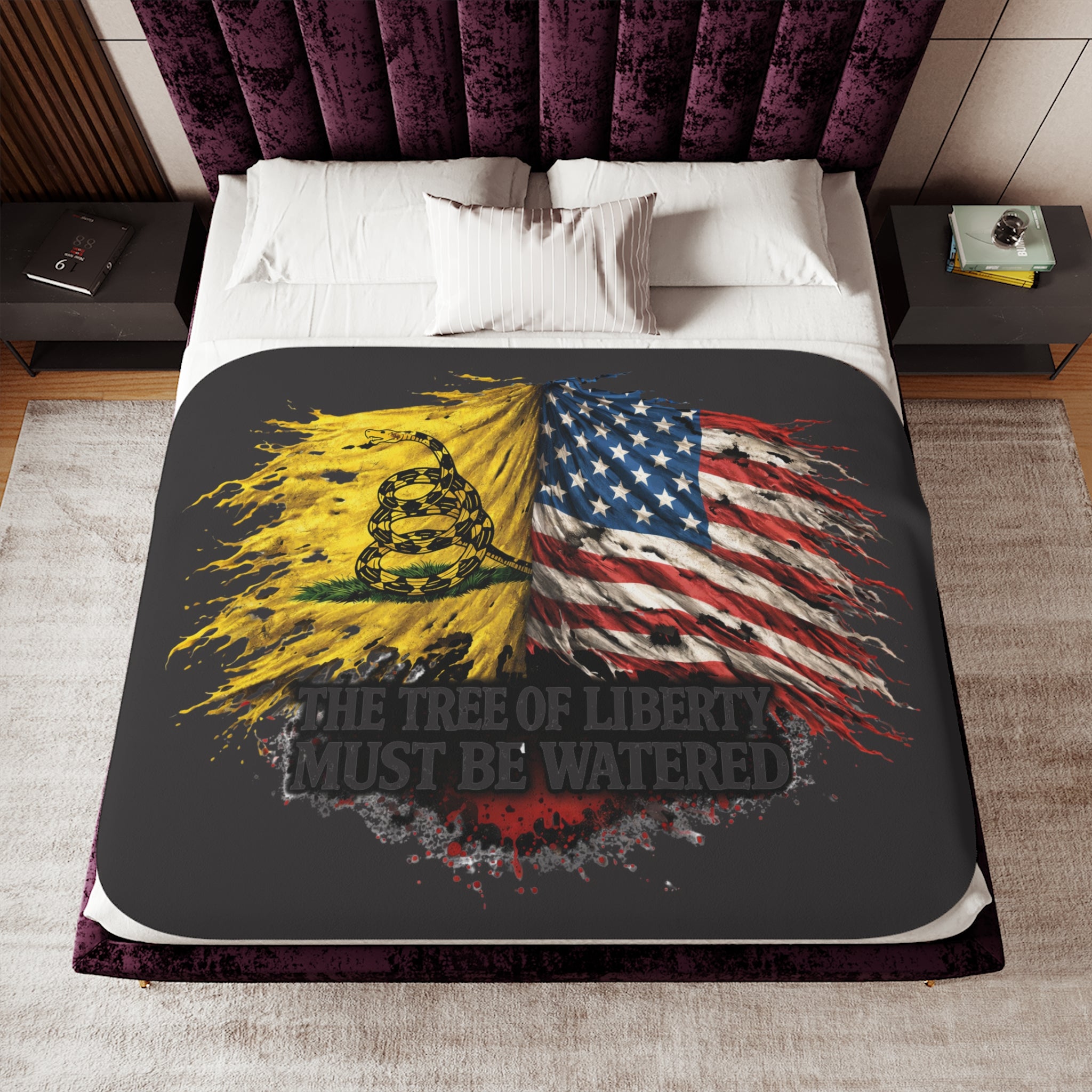 Sherpa Blanket —  "The Tree of Liberty Must Be Watered" Patriotic Throw