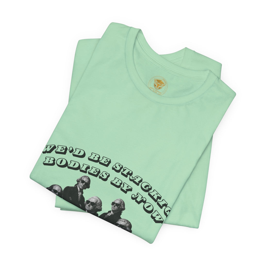 Graphic Tee — “Who Be Stacking Bodies?” Vintage Band Photo