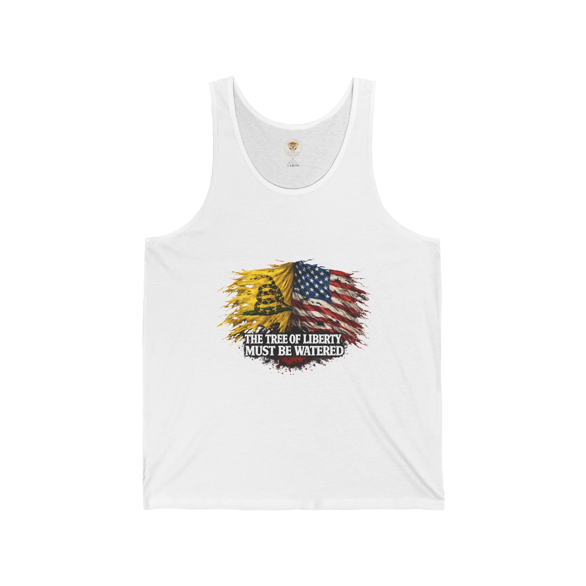 Liberty Flag Tank Top — "The Tree of Liberty Must Be Watered" Patriotic Graphic Tank