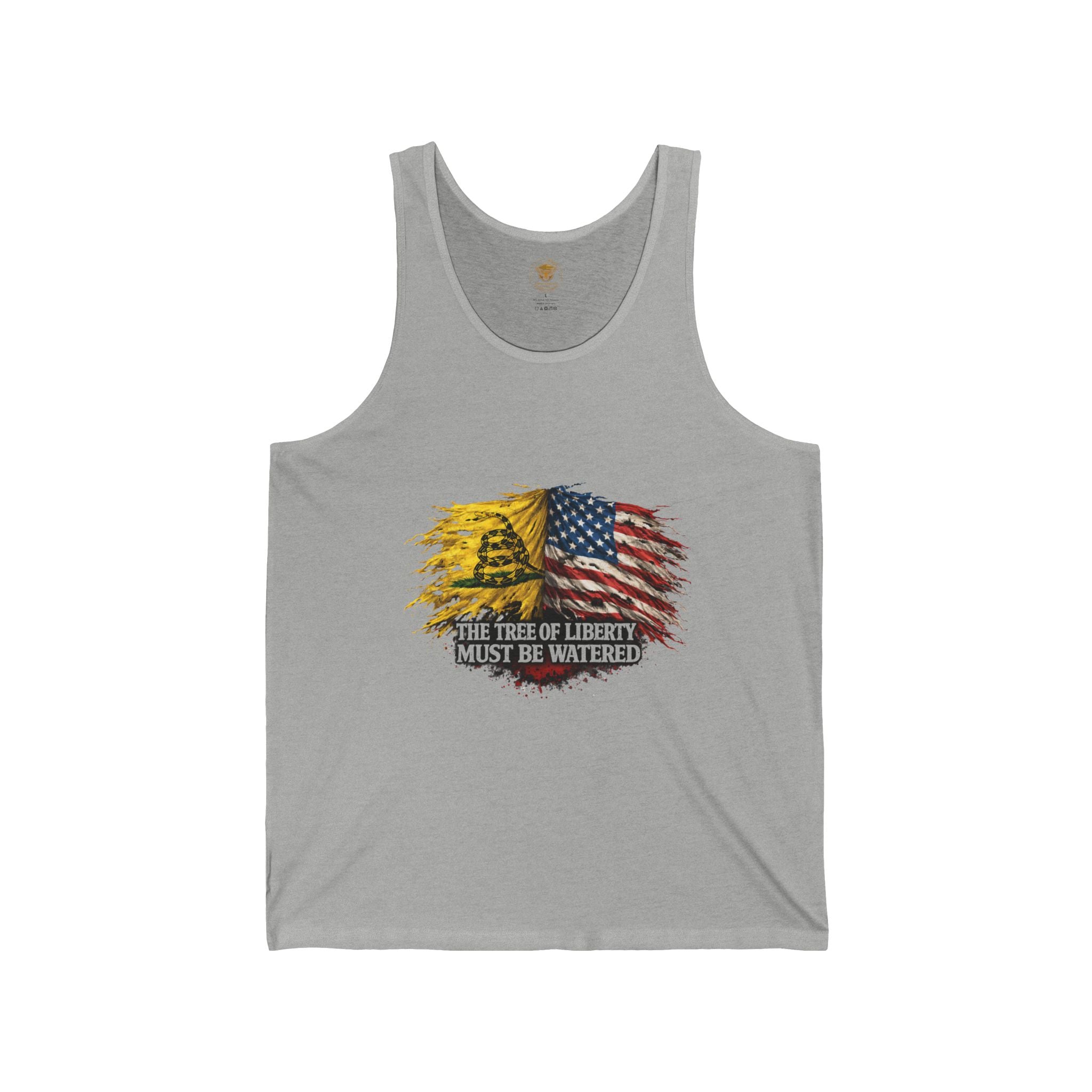 Liberty Flag Tank Top — "The Tree of Liberty Must Be Watered" Patriotic Graphic Tank