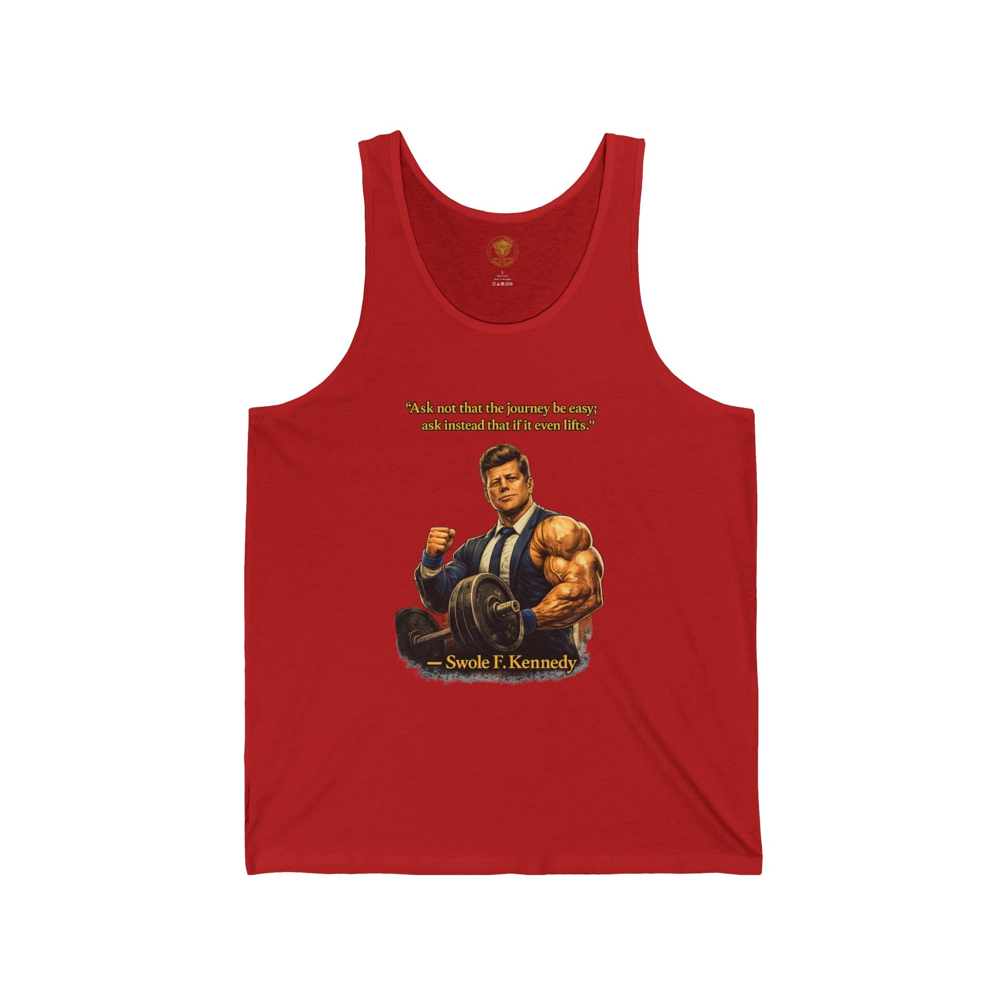 Muscle JFK Tank Top – 'Ask not...' Vintage Political Humor Fitness Tee