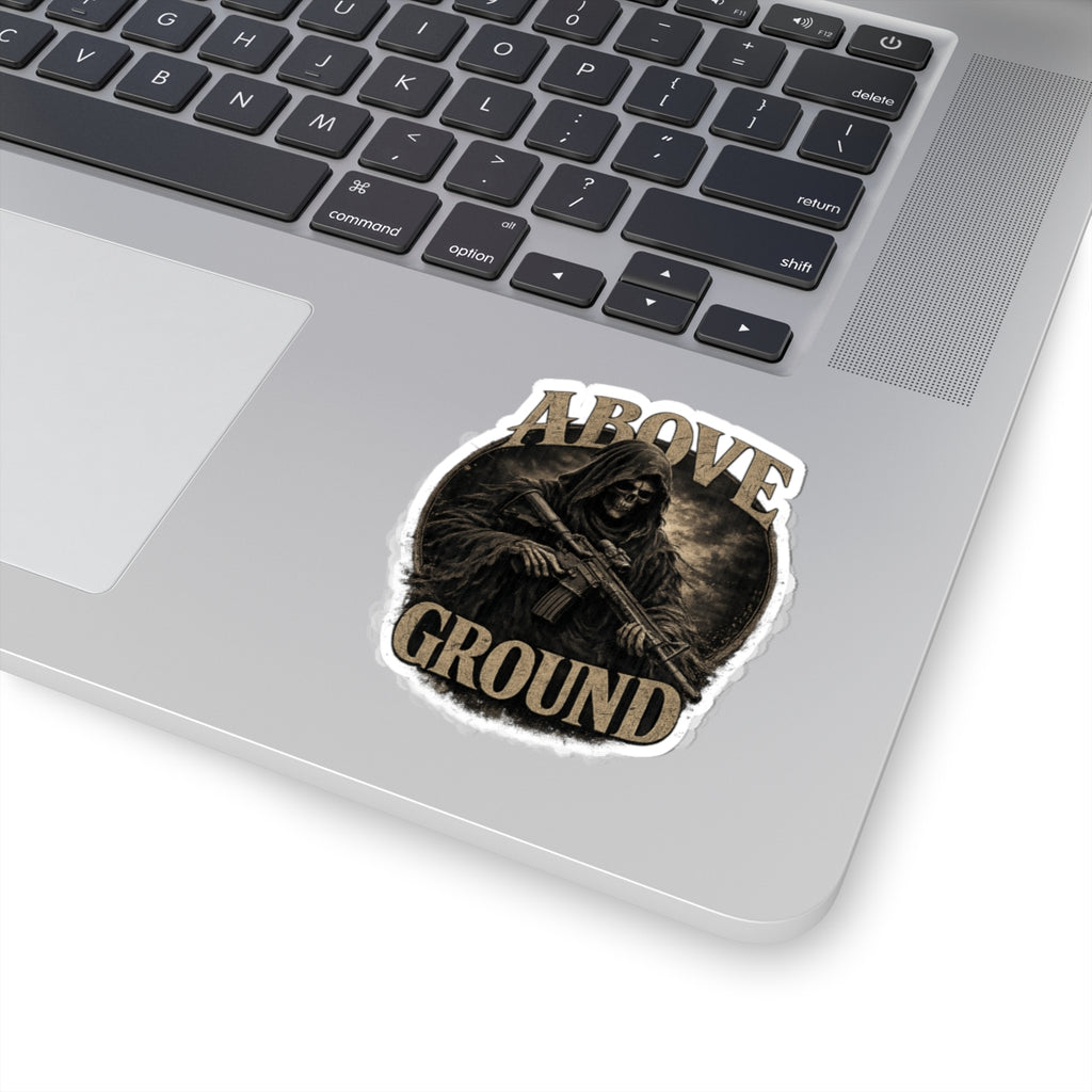 Above Ground Grim Reaper Rifle Sticker — Military Tactical Kiss-Cut Decal