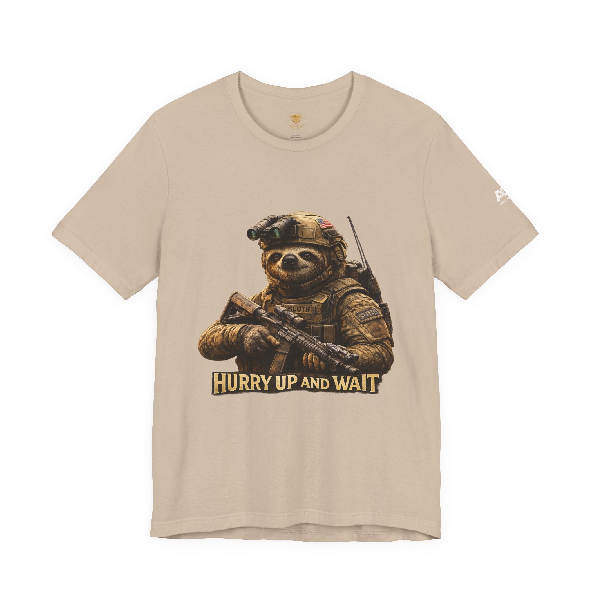 T-Shirt — 'Hurry Up and Wait' Military Sloth Graphic Tee