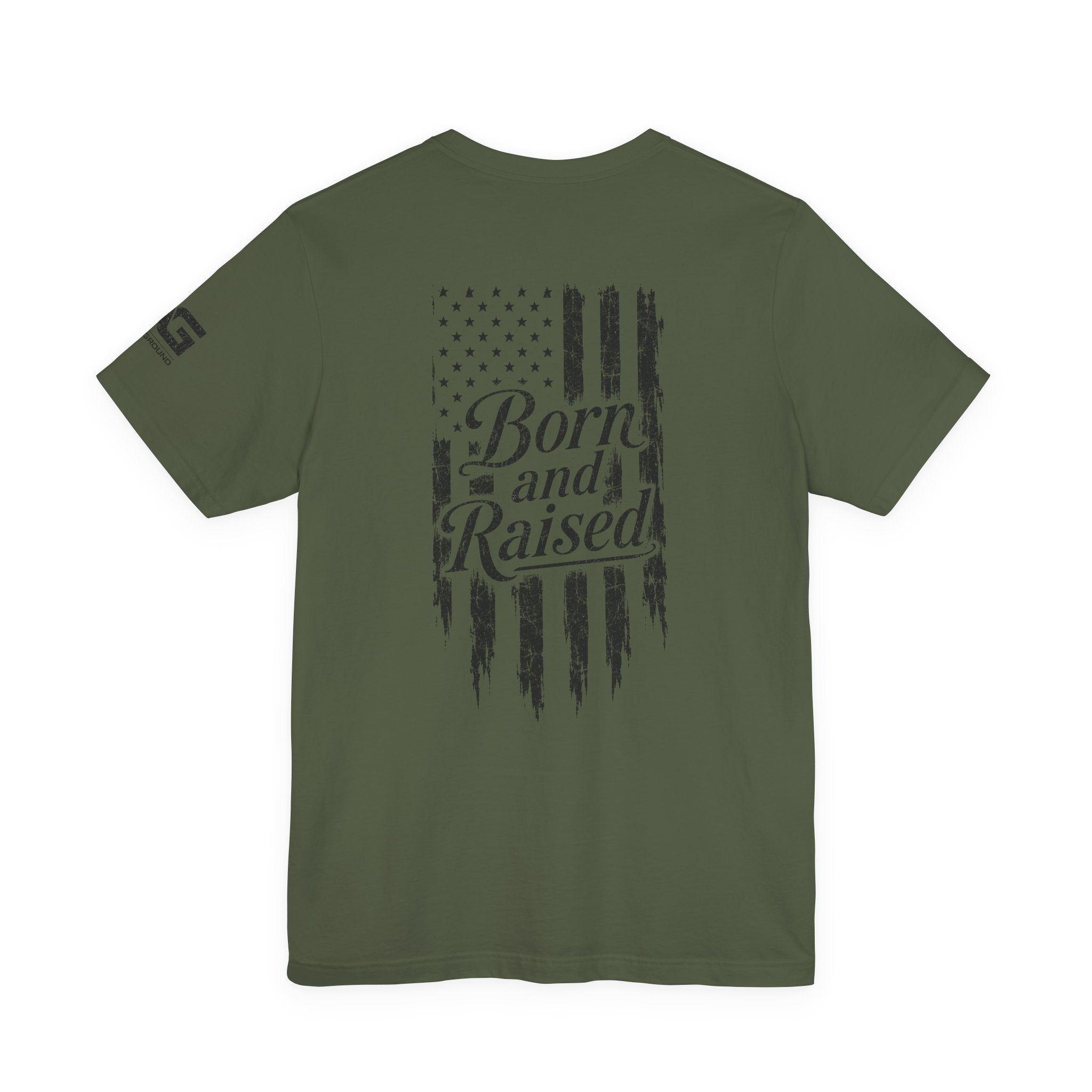 Born and Raised Tee — Distressed American Flag 1776 Patriotic T‑Shirt