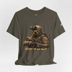 T-Shirt — 'Hurry Up and Wait' Military Sloth Graphic Tee