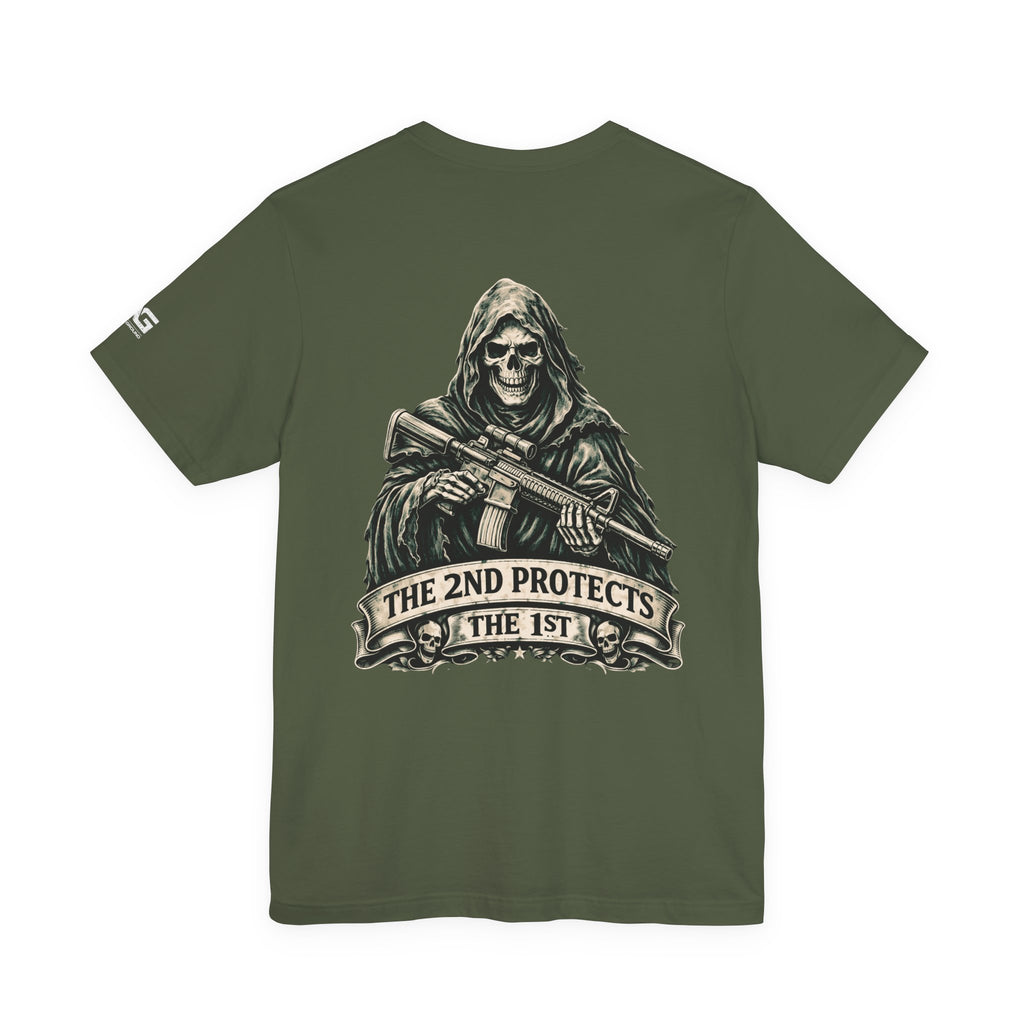 2nd Protects 1st Skeleton Rifle Graphic Tee