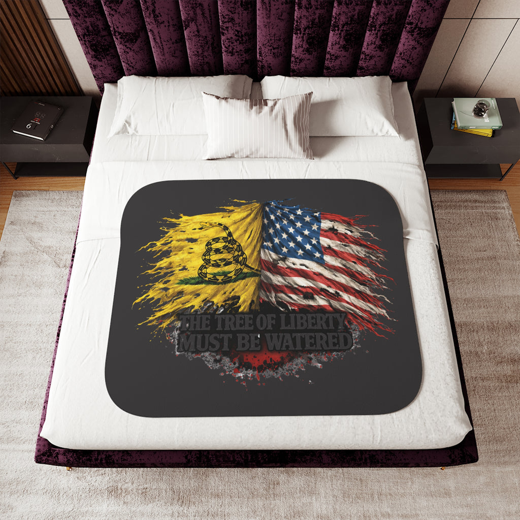 Sherpa Blanket —  "The Tree of Liberty Must Be Watered" Patriotic Throw