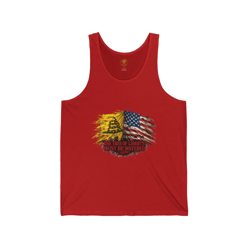 Liberty Flag Tank Top — "The Tree of Liberty Must Be Watered" Patriotic Graphic Tank
