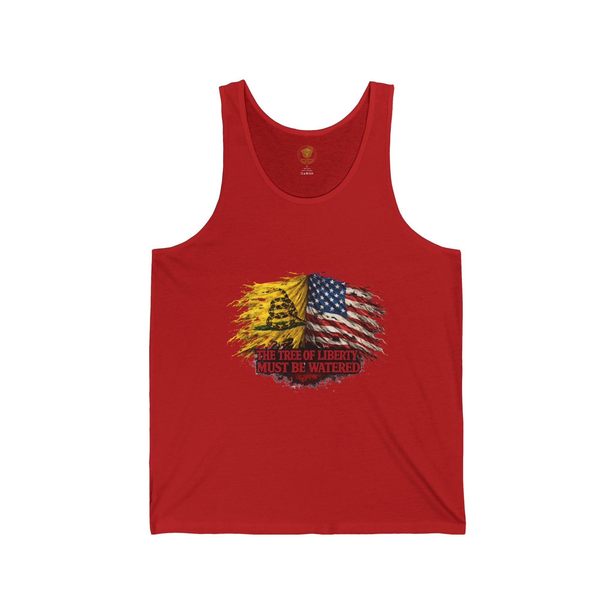 Liberty Flag Tank Top — "The Tree of Liberty Must Be Watered" Patriotic Graphic Tank