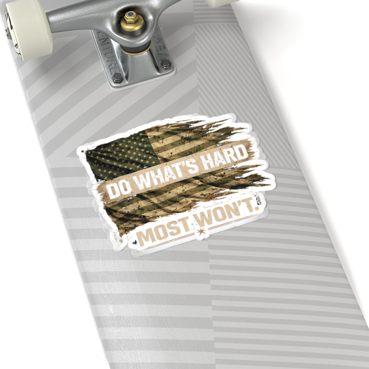 Do What's Hard Most Won't Sticker — Distressed American Flag Motivational Kiss-Cut Sticker