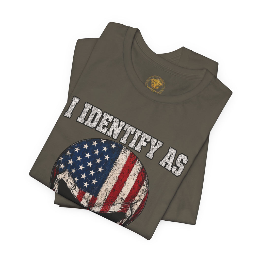 Patriotic Skull Tee - "I Identify As Your Problem" Graphic T-Shirt