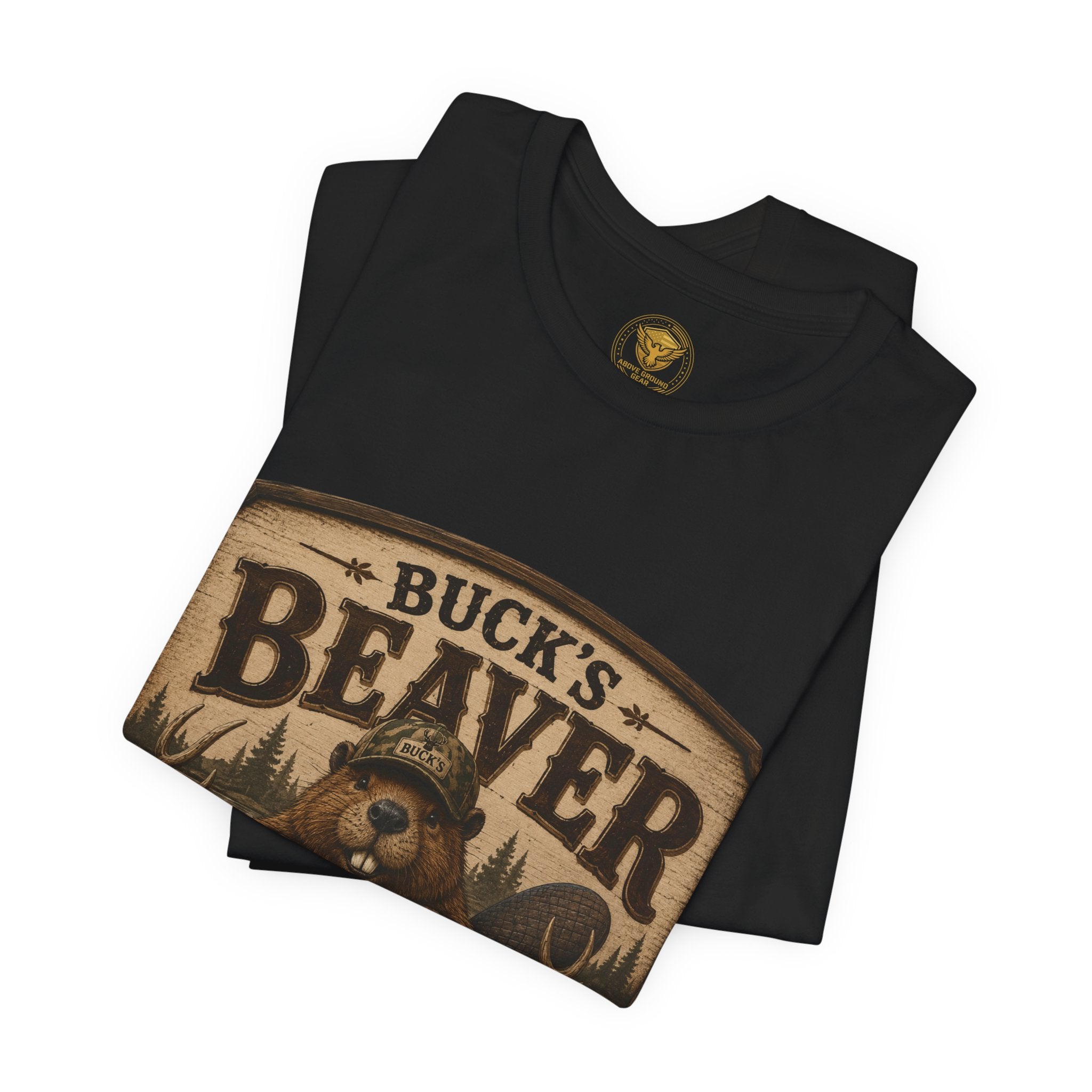 Beaver Taxidermy T‑Shirt — "Buck's Beaver Taxidermy: you duffern I'll stuff 'em" Rustic Hunting Tee