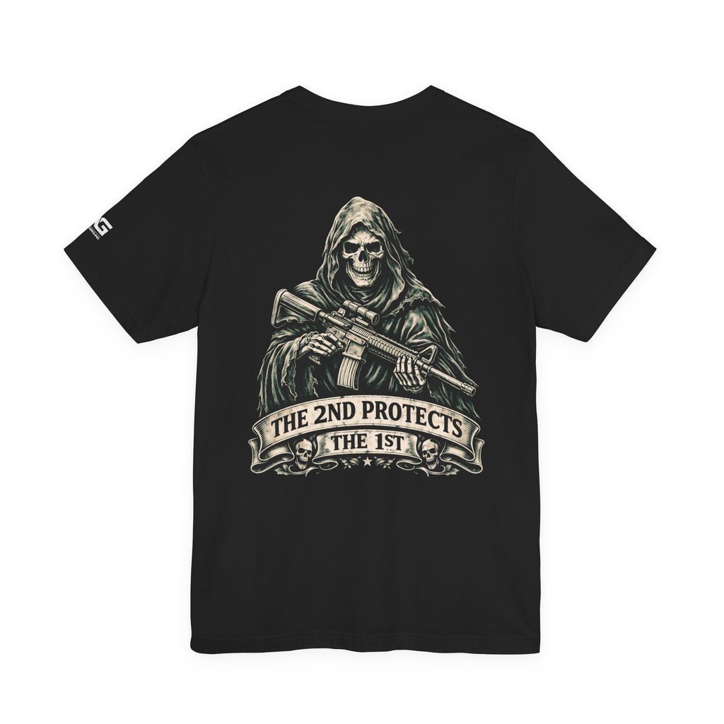 2nd Protects 1st Skeleton Rifle Graphic Tee