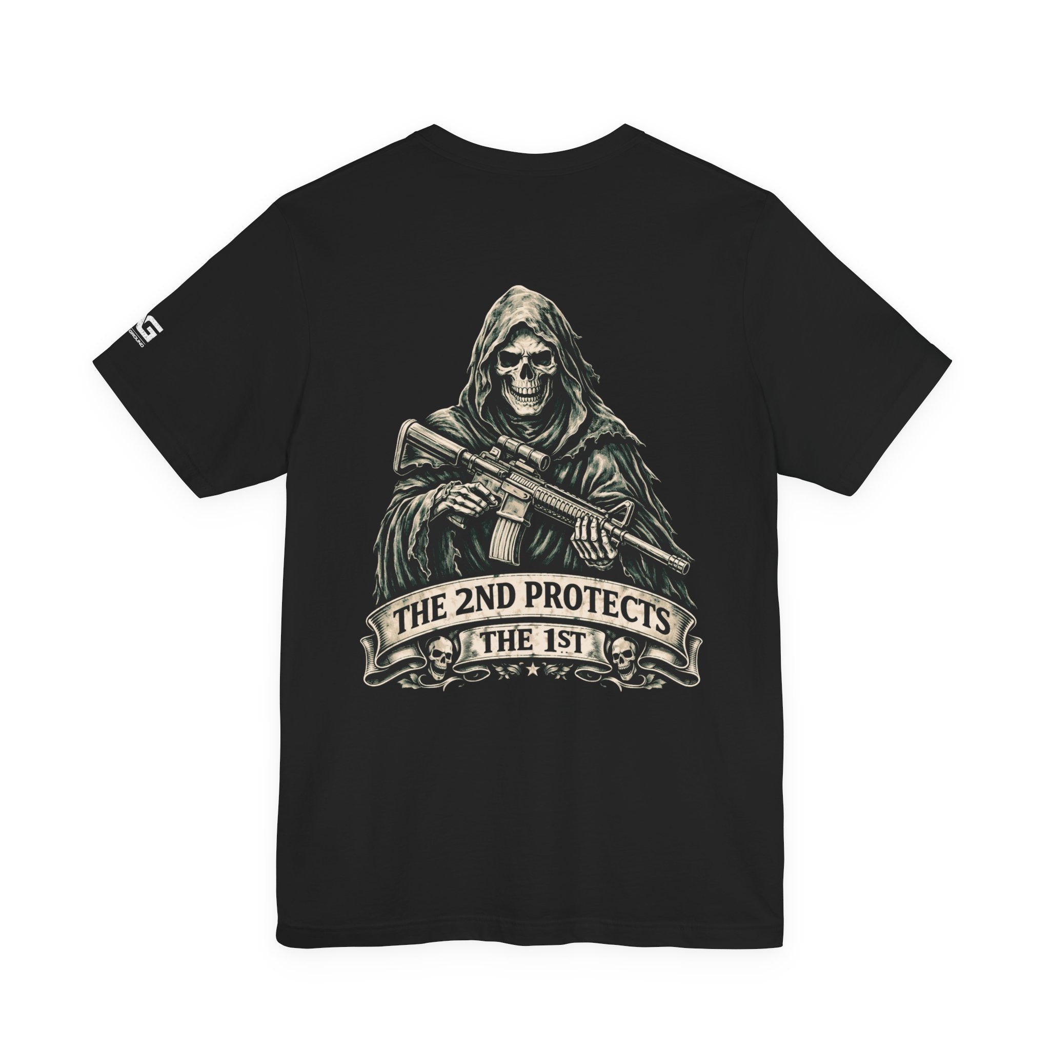 2nd Protects 1st Skeleton Rifle Graphic Tee